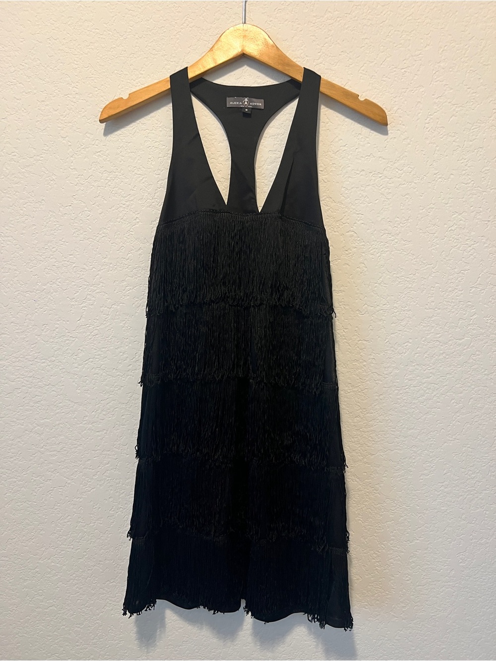 Alexia Admor Black Fringe Racerback Evening Dress